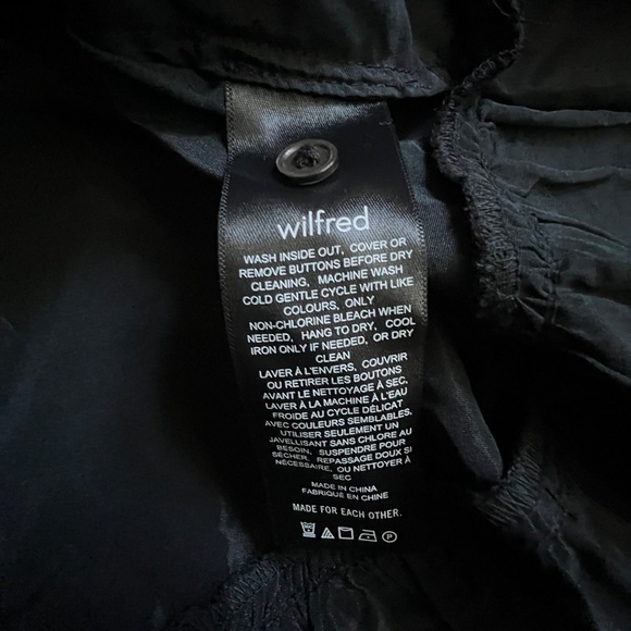 Aritzia Wilfred Sedona Black Taffeta Ruffle Midi Dress Puff Sleeves Size M NWT - Picture 9 of 10